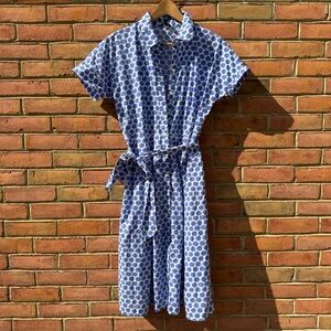 Talbots Blue and White Polka Dot Midi Dress